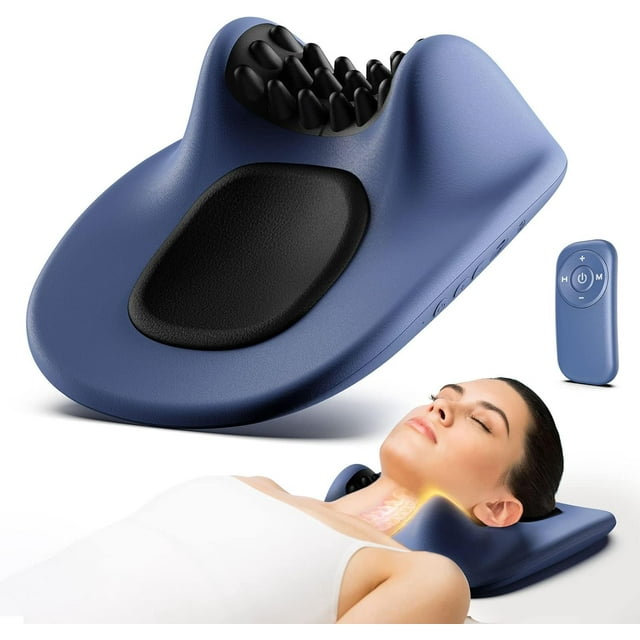 Neck Pillow Massager, Heated Neck Pillow Pulse Neck Stretcher, Remote Control Deep Tissue Pain Relief Massager, Five Modes, 16 Intensities Available Neck and Shoulder Massage Pillow