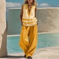 thumbnail image 2 of CIENVNSTG Two Piece Sets for Women Summer Sleeveless Ethnic Boho Striped Vest Loose Wide Leg Pants Vestidos Fashion Streetweeetwear Yellow S, 2 of 8