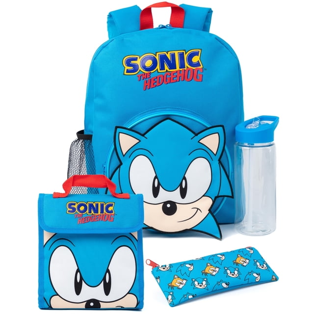 Set de mochilas Sonic The Hedgehog para niños, 4 piezas, azul