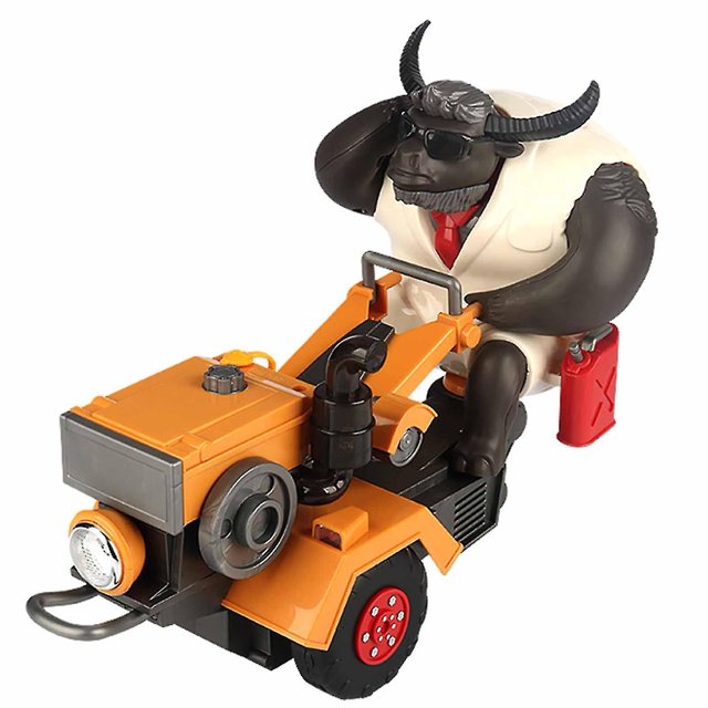 Battery Operated Cow Tractor Model With Lights Music Durable Cow Tractor Model Ornaments For Home Living Room Table-SinKeeU