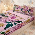 thumbnail image 3 of Erosebridal Boho Wild Cat Print Zipper Twin Comforter Sets with Fitted Sheet and 2 Pillowcases,Exotic Flower Palm Zipper Bedding Set,Soft Pink Green,4-Piece,Pink Reversible, 3 of 6