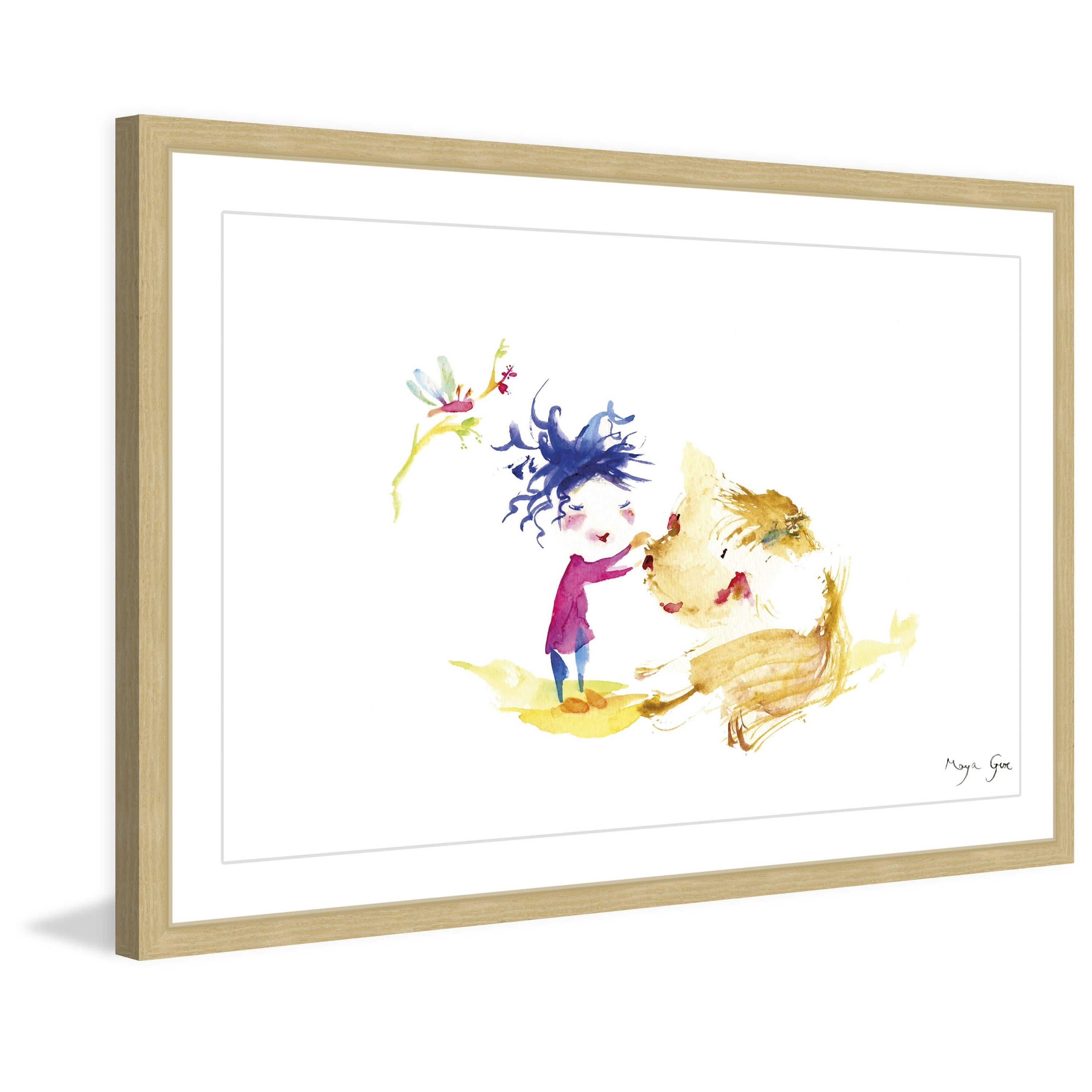 Marmont Hill "A Girl and a Dog" by Maya Gur Framed Painting Print