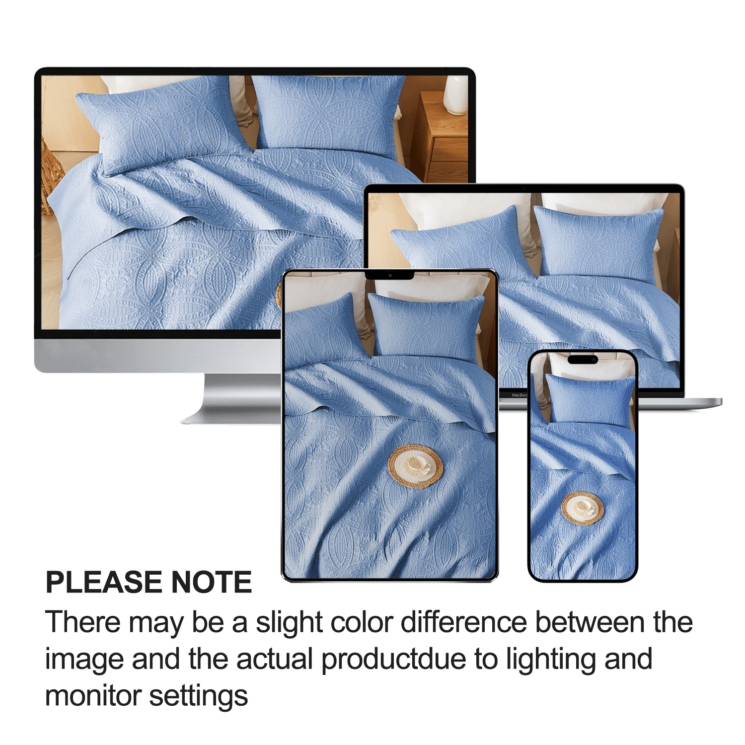 Flymme King/Cal King Quilt Bedding Sets,Soft Lightweight Blue Bedspread with Pillow Sham,Modern Blanket Thin Comforter Bed Cover for All Season