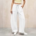 thumbnail image 6 of Women's Barrel Sweatpants, Elastic Waist Drawstring Casual Pants with Side Pockets, Home & Lounge Style | VerBelle,White 2XL, 6 of 9