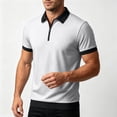thumbnail image 4 of VgaVtl Polo for Men Summer Short Sleeve Golf Everyday Zip-Up Color Block Casual Collared Tee Shirts for Men, 4 of 5