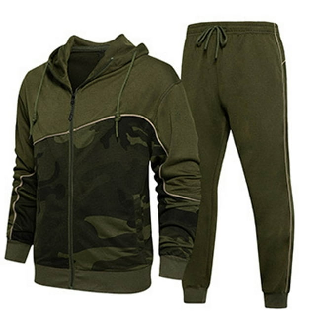 QIPOPIQ Men's Hooded Athletic Tracksuit Casual Full Zip Jogging SweatSuits Clearance