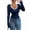 Navy Blue, variant on Women'S Sweetheart Neck Fitted T Shirts Long Bell Sleeve Ribbed Knit Tops Brown XL