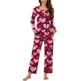 thumbnail image 2 of CZHJS Valentine's Day Womens Pajamas for Women Set Long Sleeve Festival Party Holiday Loungewear Pj Sets Matching Outfits Pajama Wide Leg Pants and Scoop Neck Shirts Sets&nbsp; 2 Piece Plus Size, 2 of 7