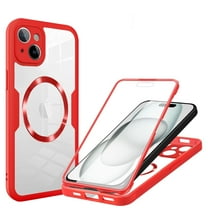 ELEHOLD for iPhone 14 Plus Case with Screen Protector, Compatible with Mag safe Accessory,  Built in Screen Protector Clear Full Body Protection Slim Shockproof Case for iPhone 14 Plus,Red