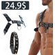 thumbnail image 2 of Cofre de Piel Brillante para Hombre - Arnés Rojo y Negro, con Correas Ajustables con hebilla - Disfraz de Carnaval, Club - Talla Única, 2 of 3