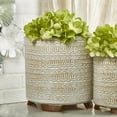 thumbnail image 4 of Sagebrook Home Set Of 2 Ceramic Tribal Look 6/8" Planters, Ivory, Round, Ceramic, Contemporary, 8"H, Tribal, 4 of 7