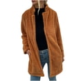 thumbnail image 3 of Manteau d'Hiver pour Femmes Chaud Uni en Peluche Allongée à Manches Longues, 3 of 6