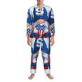 thumbnail image 3 of Susaid Cute Gnomes in USA Print Men's Long Sleeve Pajama Set, Two-Piece Button-Down Loungewear PJs Set, Comfortable Sleepwear for Relaxation-Large, 3 of 7