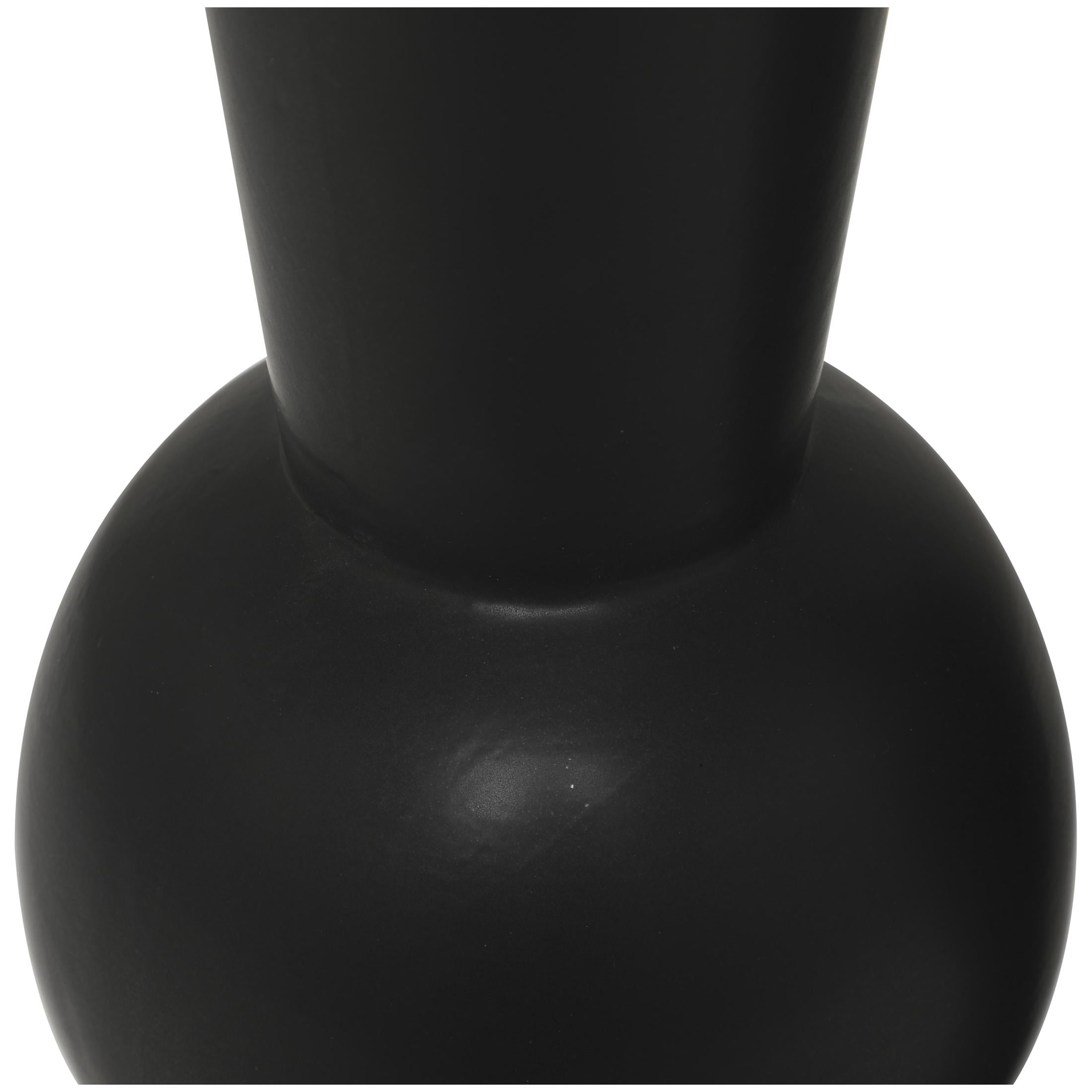 DecMode 24", 20"H Abstract Fluted Round Black Ceramic Vase, Set of 2