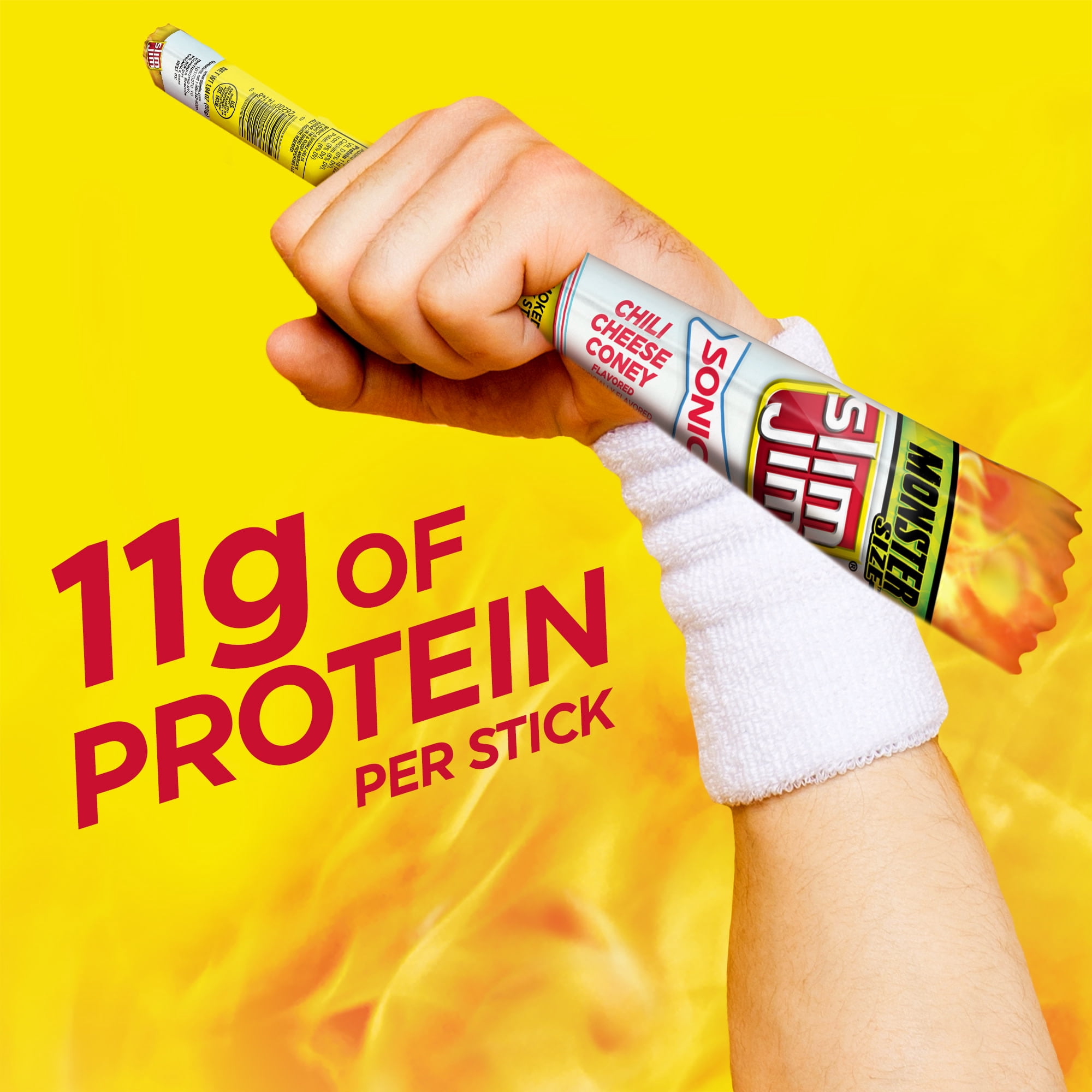 Slim Jim Monster Smoked Meat Sticks, Sonic Chili Cheese Coney Flavor, 11g Protein Per Stick, 1.94oz