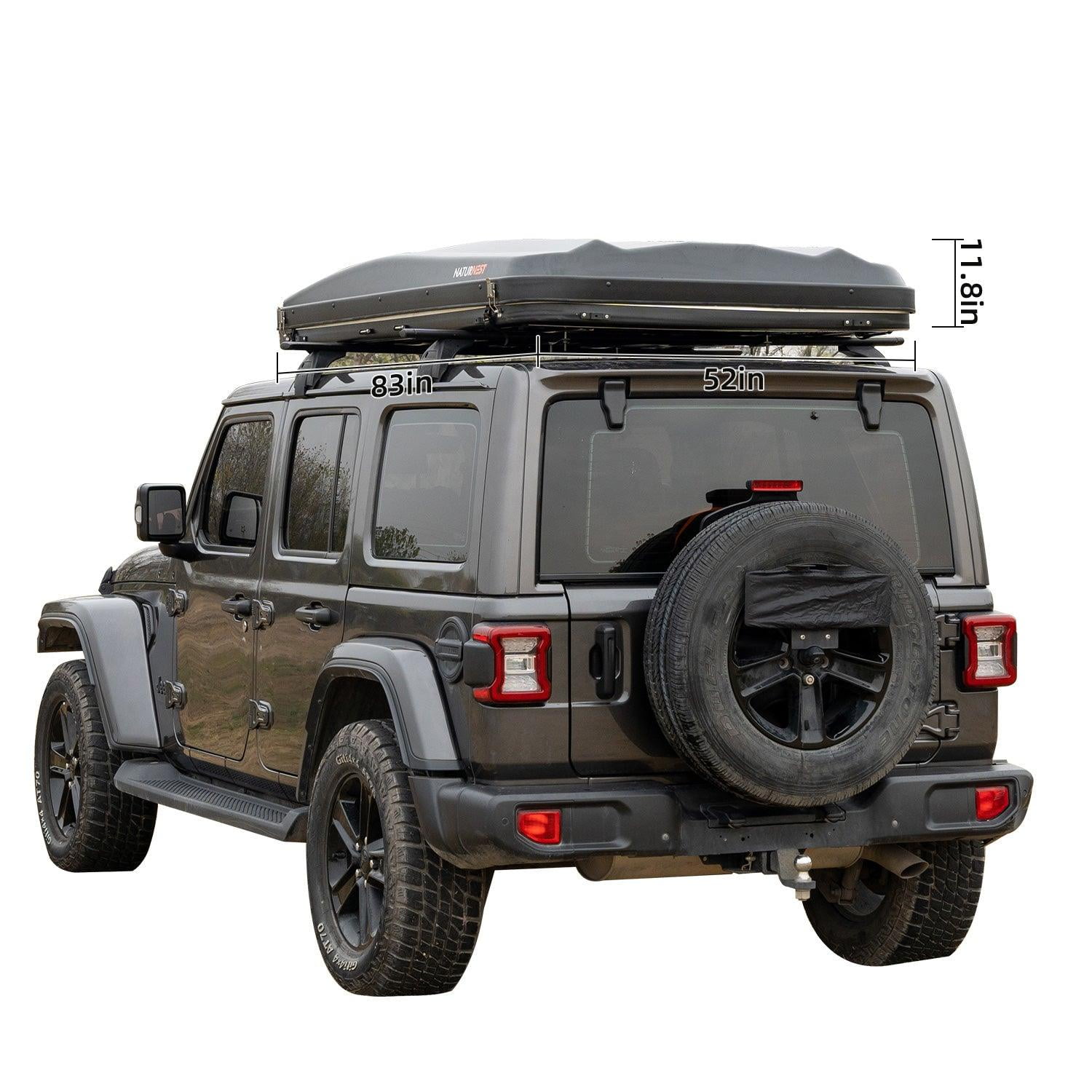 Naturnest Green Hard-Shell Rooftop Tent, 2-3 Person Pop-Up Camping Tent with Ladder & 4 Windows Family Adventures