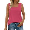 thumbnail image 2 of Jjayotai Tank Tops for Women, Summer Outfits 2025, Square Neck Casual Shirts Blouses, Sleeveless Solid Camisole Tank Top Hot Pink^ XL, 2 of 8