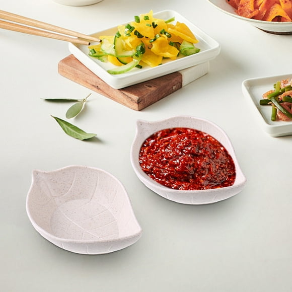 Assiettes à Collation en Forme de Feuille, Ensemble de Vaisselle Japonaise en Paille de Blé, Plats Écologiques pour Sauce Soya, Plateaux Décoratifs pour Marinades, Bols de Service Allant au Lave-Vaisselle