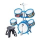 thumbnail image 3 of Juego de batería para niños, juguete educativo para el día de los niños, PVC, incluye baquetas, taburete, juguete musical para conciertos, actividades Borde de color azul, 3 of 8
