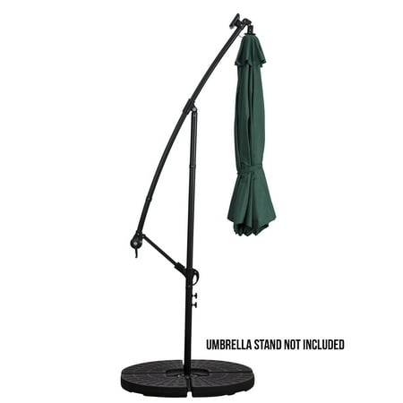 Sun Ray - 10' Offset Aluminum Solar Umbrella - Cross Base - OLEFIN FABRIC - Grey