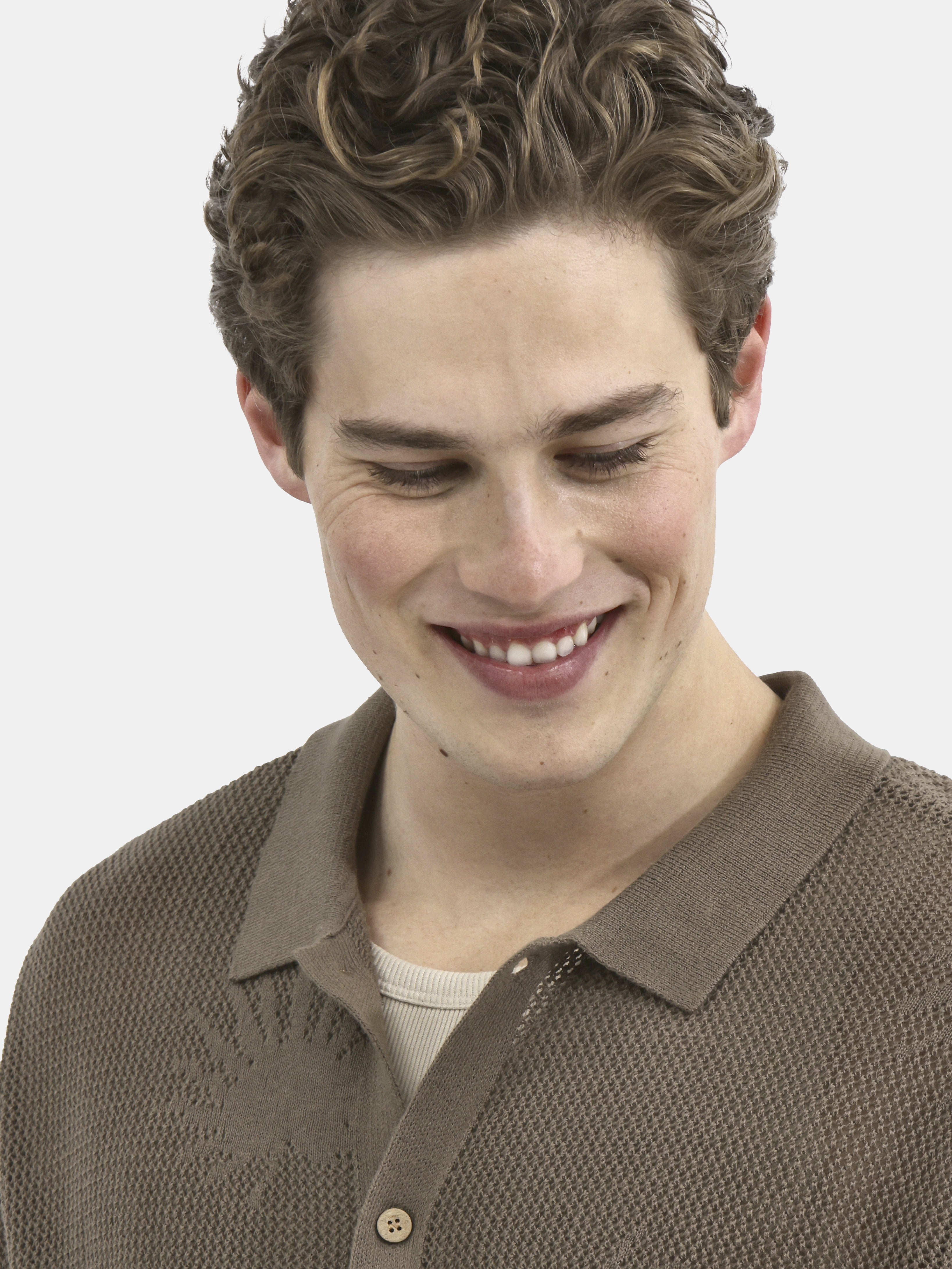 No Boundaries Palms and Mesh Stitch Cotton Button Front Sweater, Men's and Big Men's