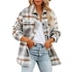 thumbnail image 2 of Chaqueta con botones a cuadros para mujer, chaqueta informal de manga larga con cuello de solapa, blusa de gran tamaño, 2 of 7