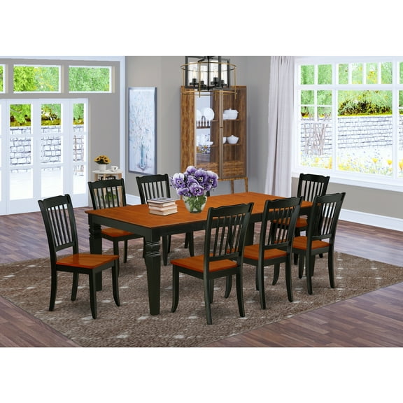 East West Furniture Dining Room Set Black & Cherry, LGDA9-BCH-W