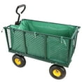 thumbnail image 2 of Gzxs Heavy Duty 880 lbs Capacity Mesh Steel Garden Cart, Folding Utility Wagon with Removable Sides, Cart Liner, Storage Basket and 10" Large Wheels (Green), 2 of 10
