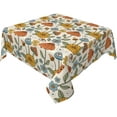 thumbnail image 2 of Mushroom Retro 70S Floral Boho Tablecloth Square 60 In Vintage Flowers Bohemian Washable Wrinkle Stain-Resistant Polyester Rustic Farmhouse Table Cloth Holiday Decor For Party Picnic Dining Outdoor, 2 of 5