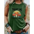 thumbnail image 3 of Camiseta con estampado de letras a color para mujer Trust Me, blusa de algodón con cuello redondo y sin mangas, ropa de calle de moda, 3 of 4