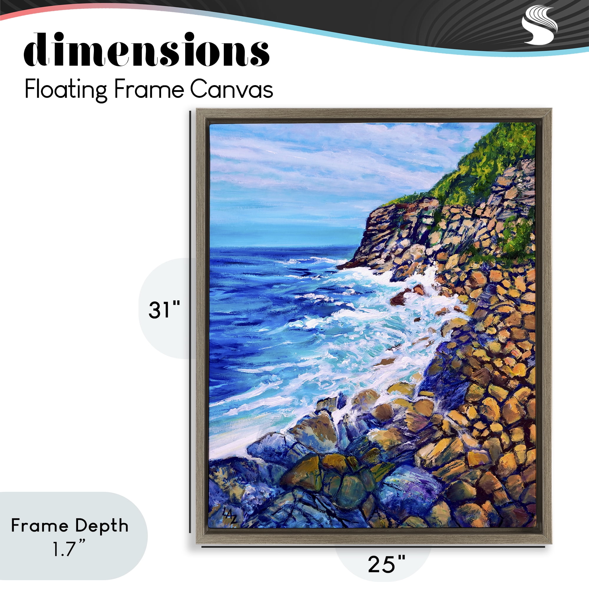 Stupell Industries Cliffside Ocean Spray Brown Framed Floater Canvas Wall Art, design by Lee Ann Zirbes