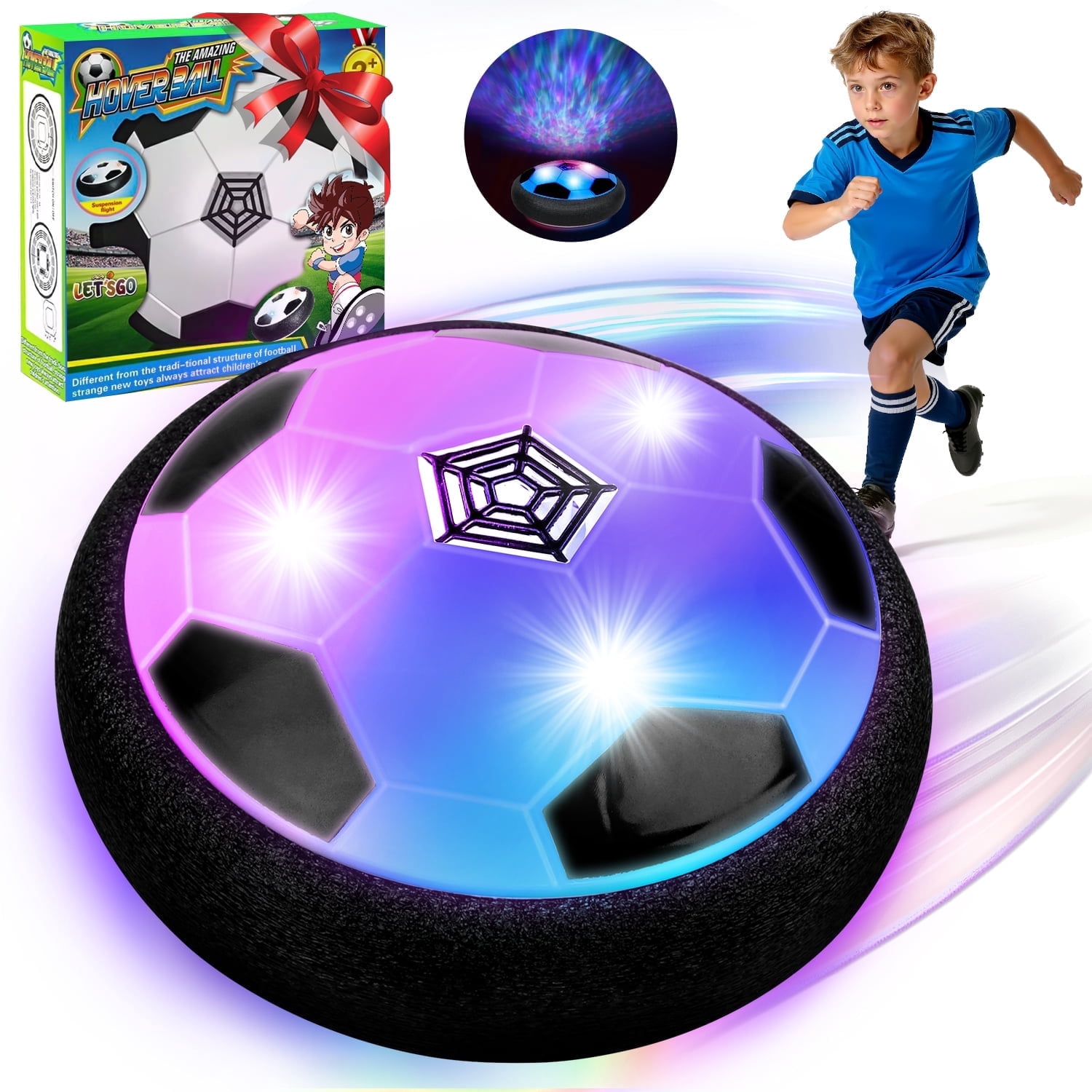 Carsky LED Hover Soccer Ball, Powered Air Training Ball Playing Football Indoor Outdoor Game, Birthday Christmas Gifts