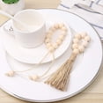 thumbnail image 4 of Decoración Boho Chic, Decoración versátil para el hogar: Guirnalda de cuentas de madera natural de 6,3", estilo rústico de granja con borlas, 8 piezas, cuentas de madera sin pintar para banquetes y, 4 of 8
