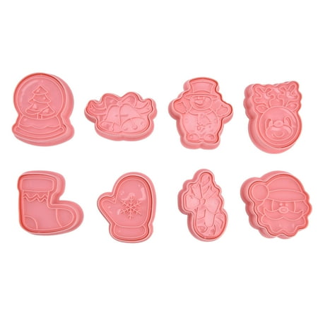 

8pcs Cake Mold Pink DIY Making Cute Christmas Style Safe Reliable Durable Fruit Cutters for Home Kitchen