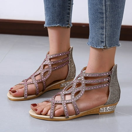 

VKEKIEO Peep Toe Summer Sandals For Women High Heel Platform Gold