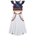 thumbnail image 4 of Halloween Costume Pop Star Stage Outfit Black Gold Crop Top and Long Skirt 2-Piece Outfit,Pop Idol Dress Up Set for Halloween,Cosplay and Theme Parties,Size 140, 4 of 7