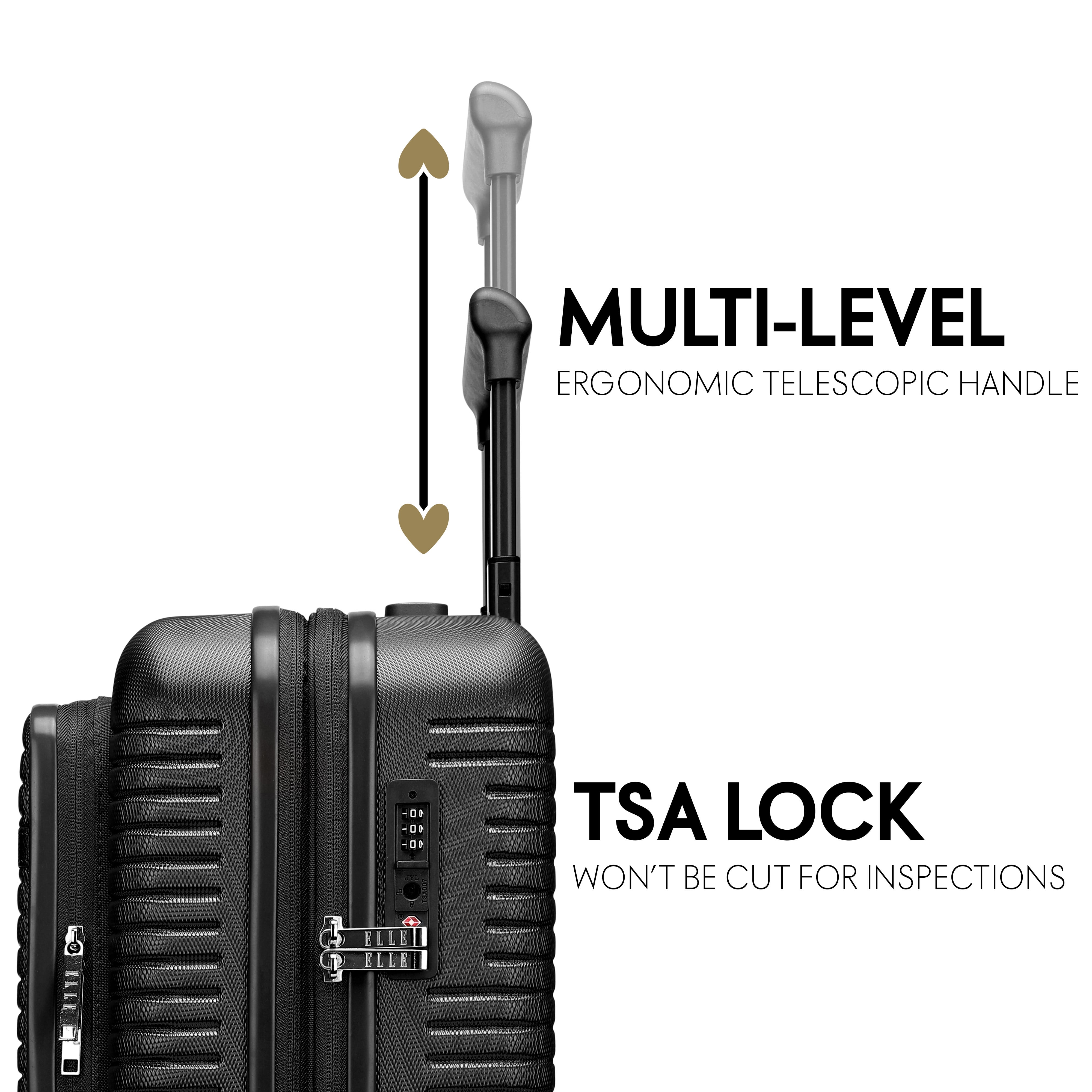 ELLE Escape Expandable Carry-on Suitcase with Front Laptop Pocket | Black