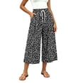 thumbnail image 6 of Szhihuiw Pants for Women Trendy Lightweight Cropped Elastic Waist Drawstring Wide Leg Trousers with Pockets, 6 of 7