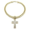Stone Filled Cross Pendant 11mm 18", 20", 24" Cuban Chain Necklace
