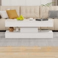 thumbnail image 2 of LED Coffee Table with Storage Shelf, High Glossy Faux Marble Storage Center Tables, Modern Stylish Double-Layer Accent Tables with Marbling Print for Living Room & Small Spaces,Pure White, 2 of 7