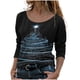 thumbnail image 1 of Blusa de manga larga con cuello redondo y estampado de árbol de Navidad para mujer Pompotops  FGAJ12600, 1 of 5
