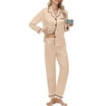 thumbnail image 4 of UVN Womens Pajamas Sets Long Sleeve Shirts and Long Pants Two Piece Lounge Sets Fall Satin Silk Pjs Sleepwear Outfits, 4 of 9