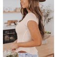 thumbnail image 3 of Camisa delgada con botones y cuello en V de manga corta para mujer para uso diario y deportes al aire libre, 3 of 6