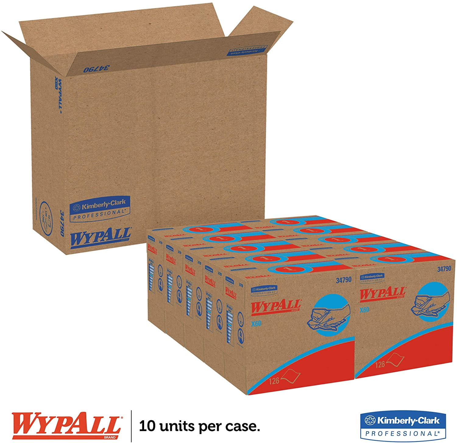 34790 Wypall X60 Reusable Cloths in Convenient Pop-Up Box, 126 Sheets-White 
