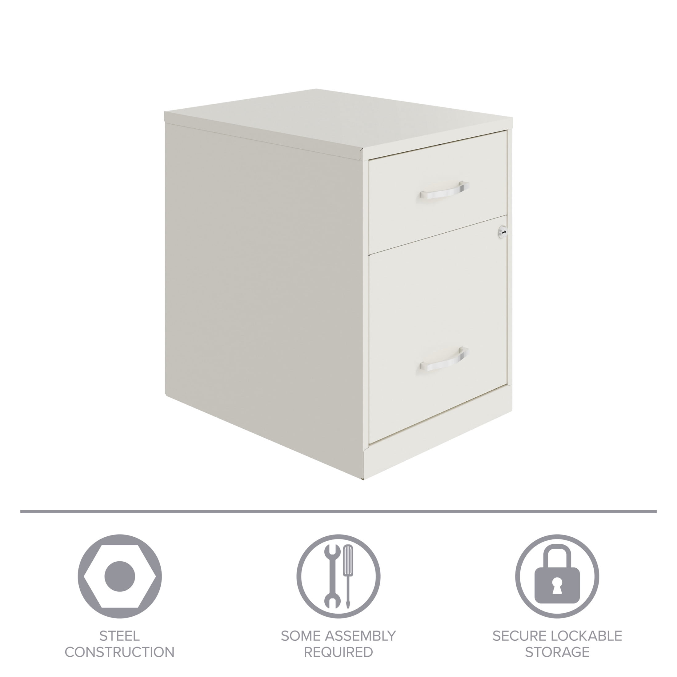 Space Solutions 18" Deep 2 Drawer Letter Width Vertical File Cabinet with Accessory Drawer, White