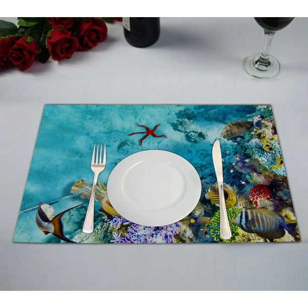 GCKG Tropical Beach Placemat, Wonderful Underwater World with Starfish ...