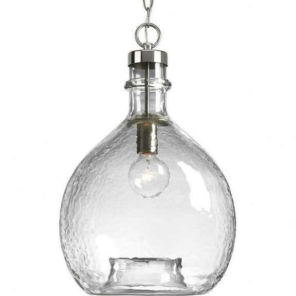 Progress Lighting Zin 1-Light Pendant, Brushed Nickel, Solid Clear Glass Shade, Rustic Farmhouse to Urban Industrial Settings