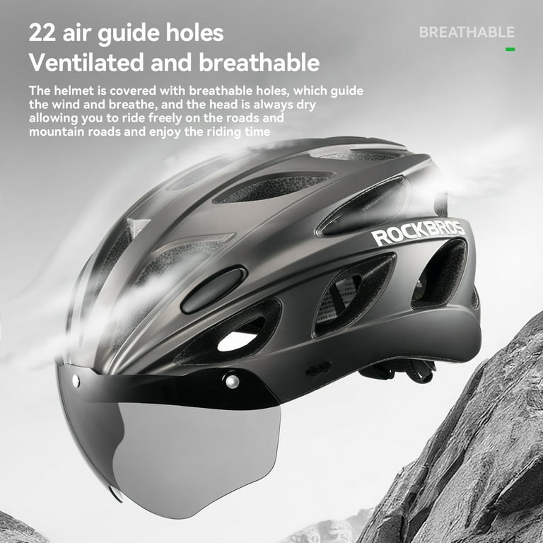 Rockbros Cycling Helmet Magnetic Sun Visor Open Face Adjustable Adult Head Protective MTB 58-61 cm/58-65 cm