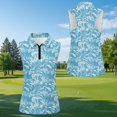 thumbnail image 3 of Aplkyhs Matching Golf Shirts for Couple Blue Tropical Leaf Golf Tennis Tank Top Athletic Sleeveless Shirts Quarter Zip Moisture Wicking Racerback Design Suitable for Outdoor Sports, 3 of 6