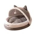 thumbnail image 3 of Cama nido semicerrada para gatos de interior, antideslizante, autoaislante y suave. Gris L, 3 of 9